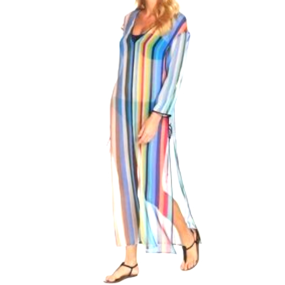 Diane Von Furstenberg Blue and Red Swim Coverup